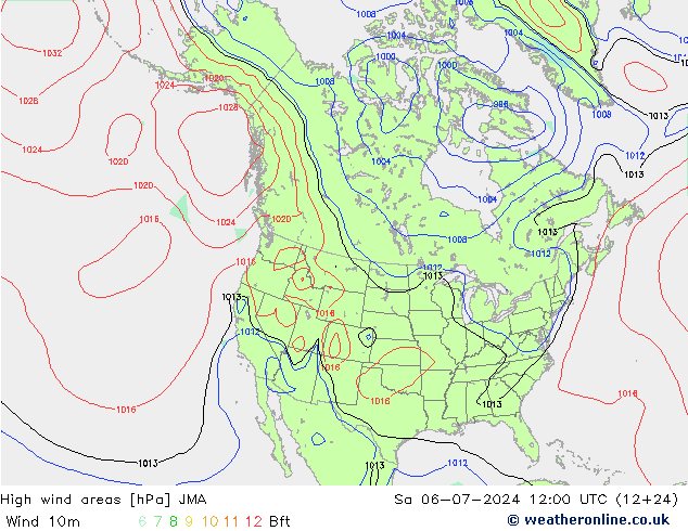 High wind areas JMA 星期六 06.07.2024 12 UTC