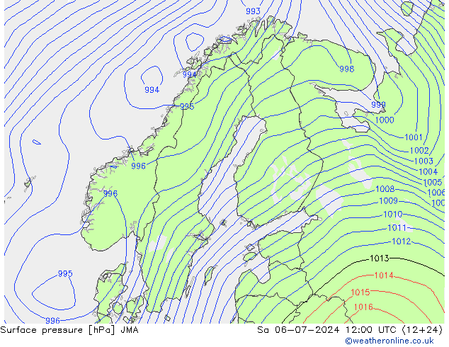 地面气压 JMA 星期六 06.07.2024 12 UTC
