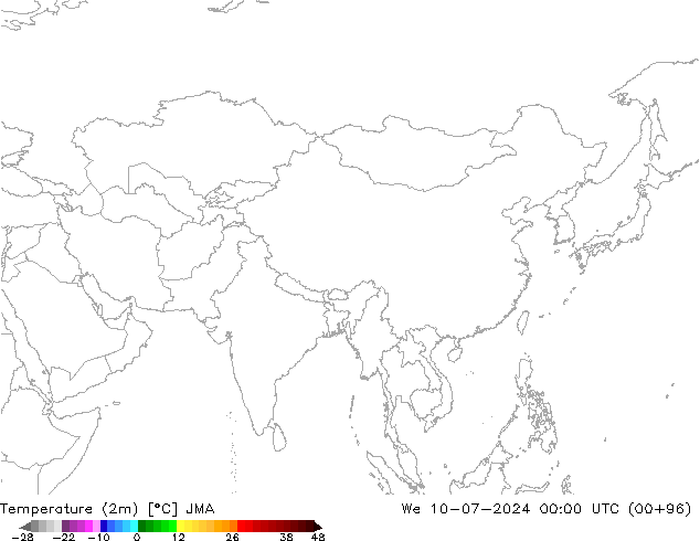 Temperatuurkaart (2m) JMA wo 10.07.2024 00 UTC