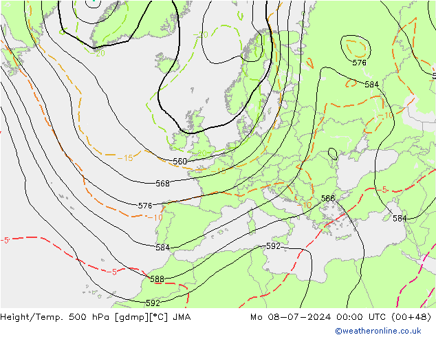 Hoogte/Temp. 500 hPa JMA ma 08.07.2024 00 UTC