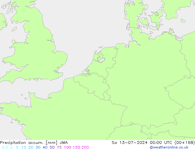 Totale neerslag JMA za 13.07.2024 00 UTC