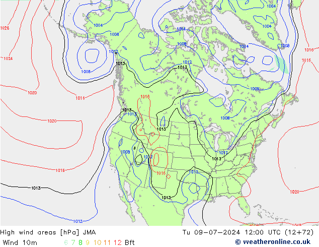High wind areas JMA 星期二 09.07.2024 12 UTC