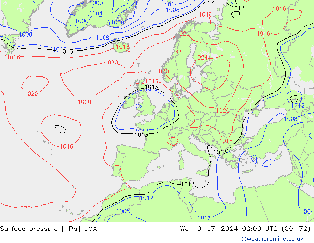 地面气压 JMA 星期三 10.07.2024 00 UTC