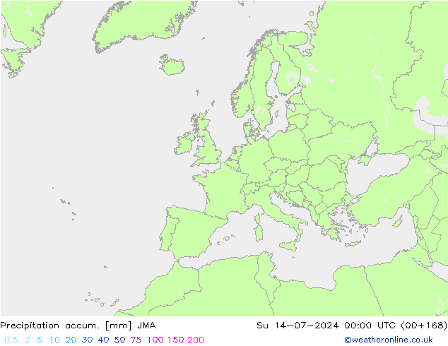 Precipitation accum. JMA 星期日 14.07.2024 00 UTC