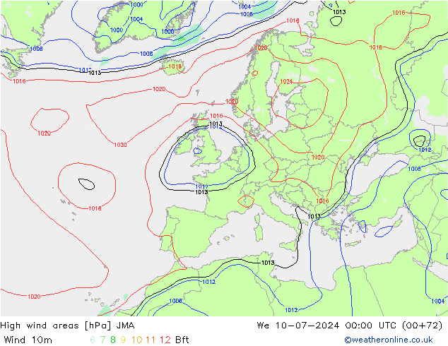 Windvelden JMA wo 10.07.2024 00 UTC