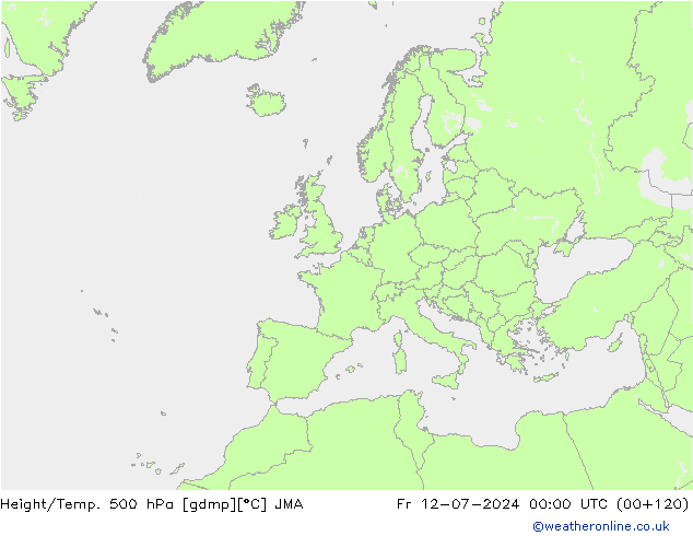 Hoogte/Temp. 500 hPa JMA vr 12.07.2024 00 UTC