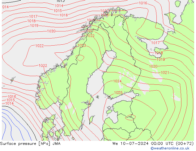 地面气压 JMA 星期三 10.07.2024 00 UTC
