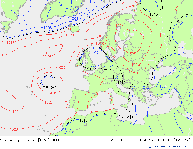 地面气压 JMA 星期三 10.07.2024 12 UTC