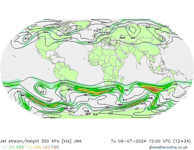 高速氣流 JMA 星期二 09.07.2024 12 UTC