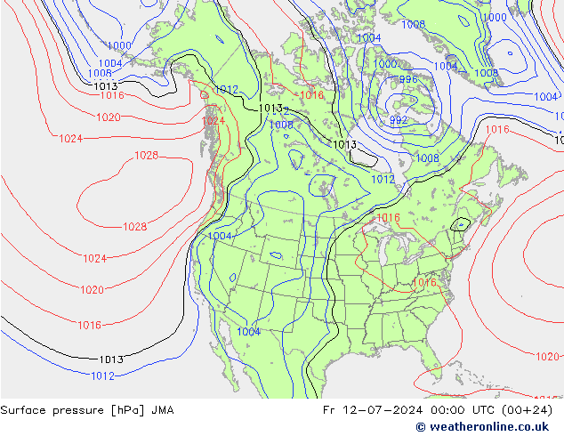 地面气压 JMA 星期五 12.07.2024 00 UTC