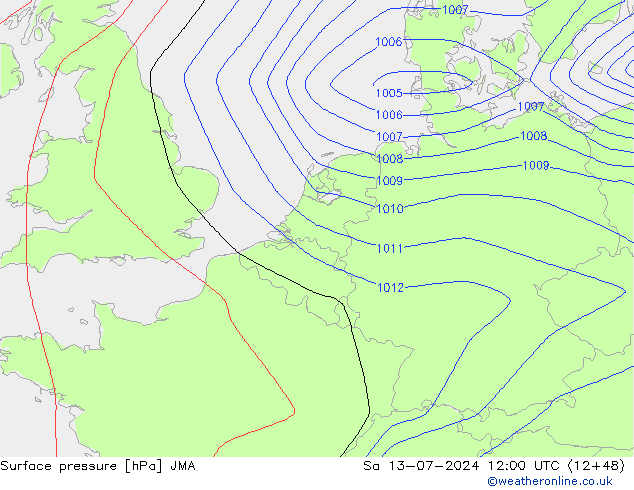 地面气压 JMA 星期六 13.07.2024 12 UTC