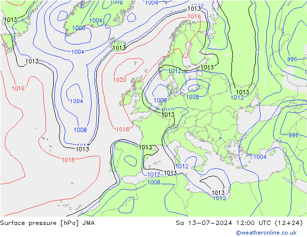 Luchtdruk (Grond) JMA za 13.07.2024 12 UTC