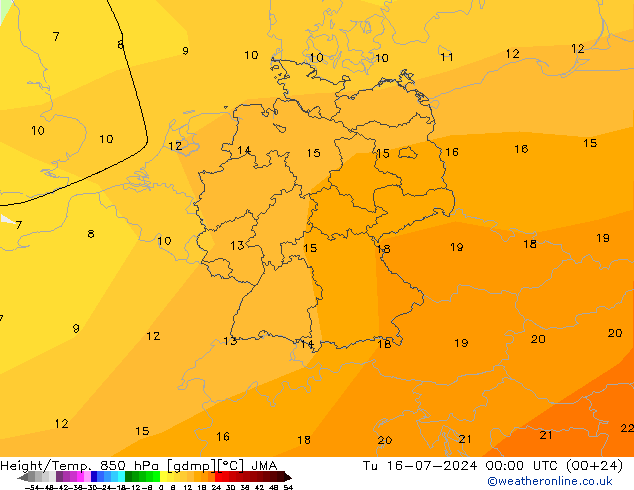 Hoogte/Temp. 850 hPa JMA di 16.07.2024 00 UTC