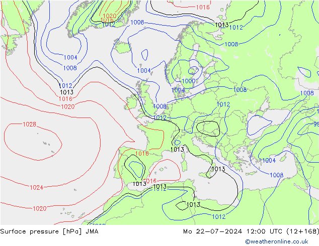 地面气压 JMA 星期一 22.07.2024 12 UTC