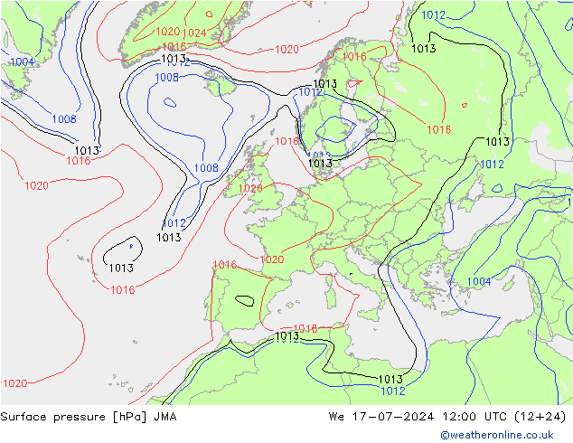 Luchtdruk (Grond) JMA wo 17.07.2024 12 UTC