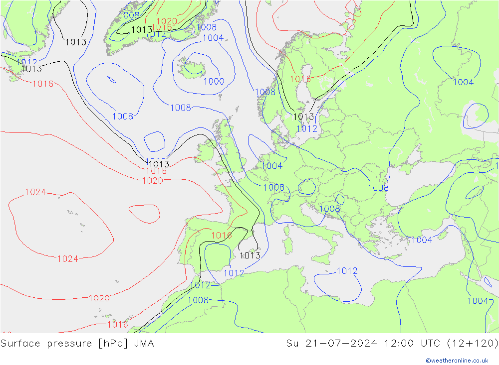 地面气压 JMA 星期日 21.07.2024 12 UTC