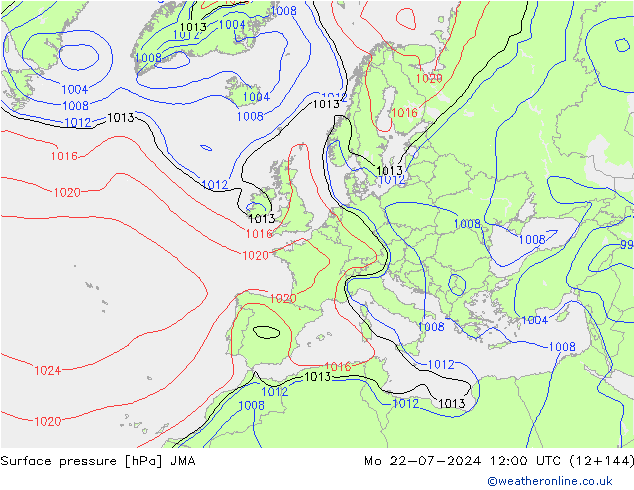 Surface pressure JMA Mo 22.07.2024 12 UTC