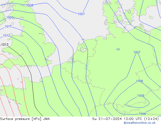 Luchtdruk (Grond) JMA zo 21.07.2024 12 UTC