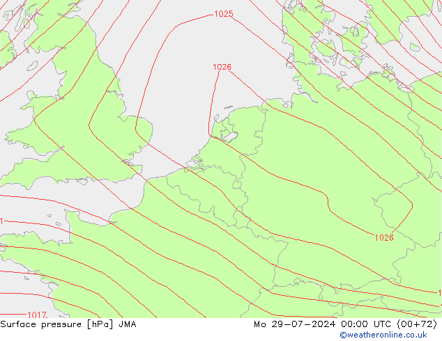 地面气压 JMA 星期一 29.07.2024 00 UTC