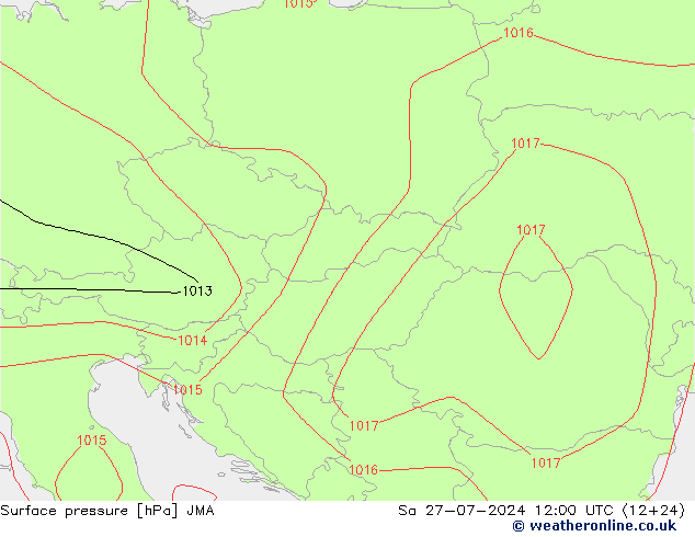 Atmosférický tlak JMA So 27.07.2024 12 UTC