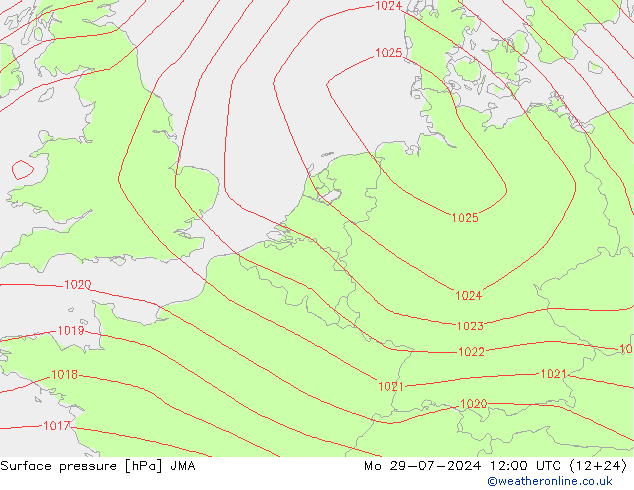 地面气压 JMA 星期一 29.07.2024 12 UTC