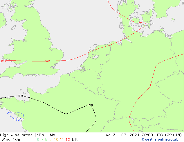 Windvelden JMA wo 31.07.2024 00 UTC
