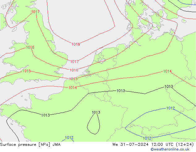Luchtdruk (Grond) JMA wo 31.07.2024 12 UTC