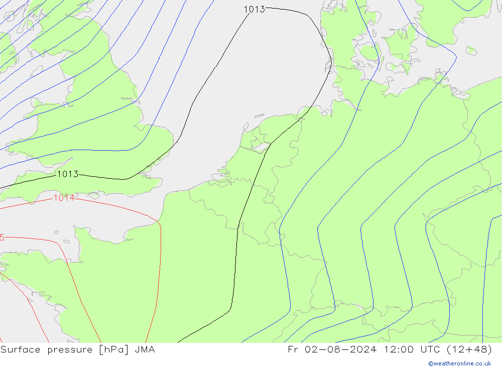 Luchtdruk (Grond) JMA vr 02.08.2024 12 UTC
