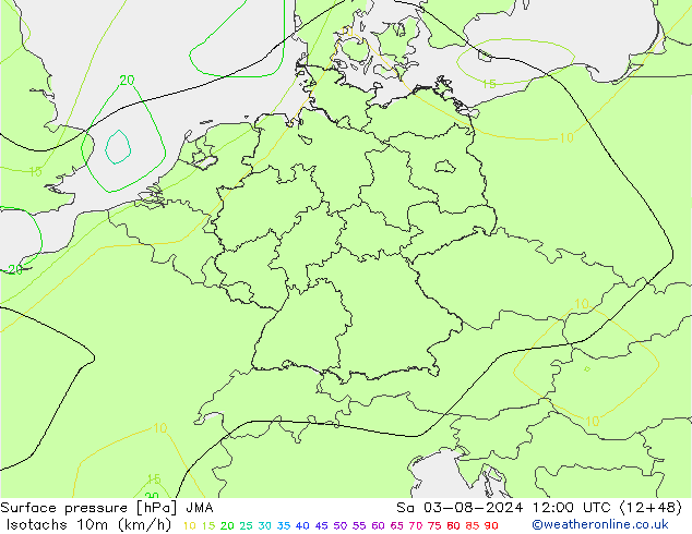 Isotachen (km/h) JMA za 03.08.2024 12 UTC