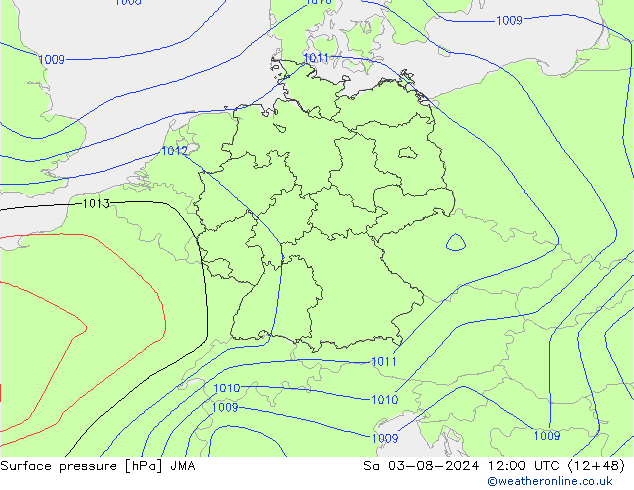 地面气压 JMA 星期六 03.08.2024 12 UTC