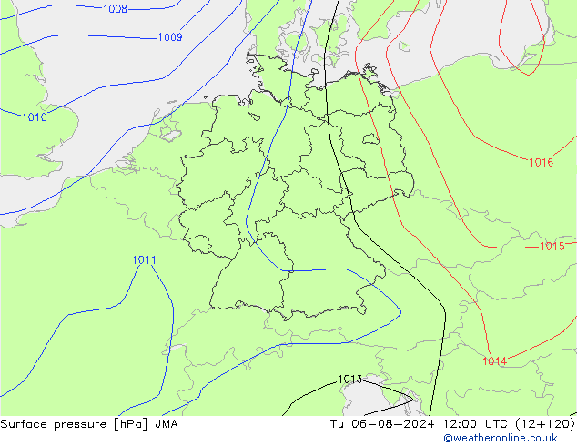 Luchtdruk (Grond) JMA di 06.08.2024 12 UTC