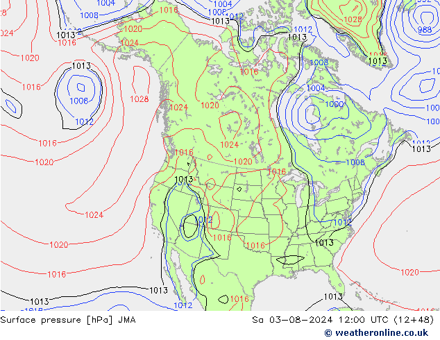 地面气压 JMA 星期六 03.08.2024 12 UTC