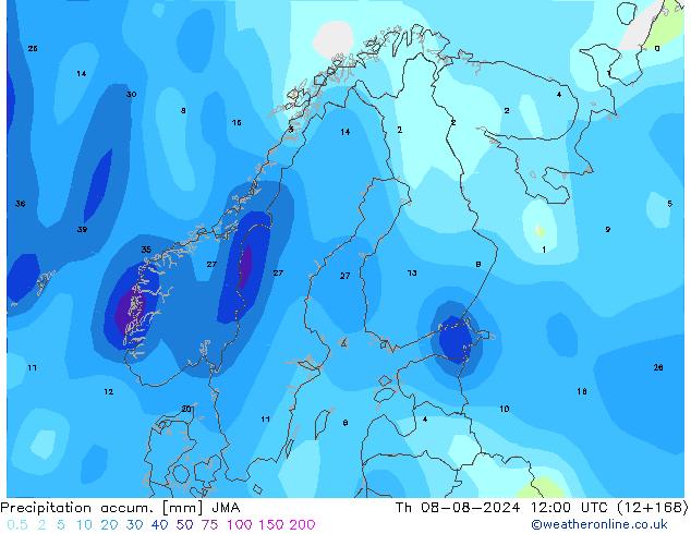 Precipitation accum. JMA 星期四 08.08.2024 12 UTC