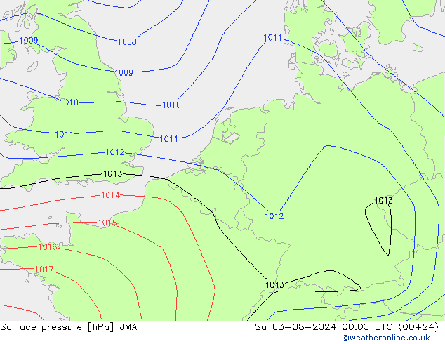 地面气压 JMA 星期六 03.08.2024 00 UTC