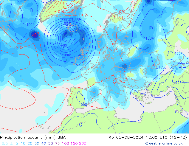 Precipitation accum. JMA 星期一 05.08.2024 12 UTC