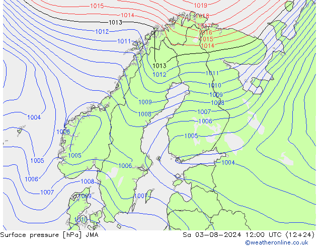 Luchtdruk (Grond) JMA za 03.08.2024 12 UTC