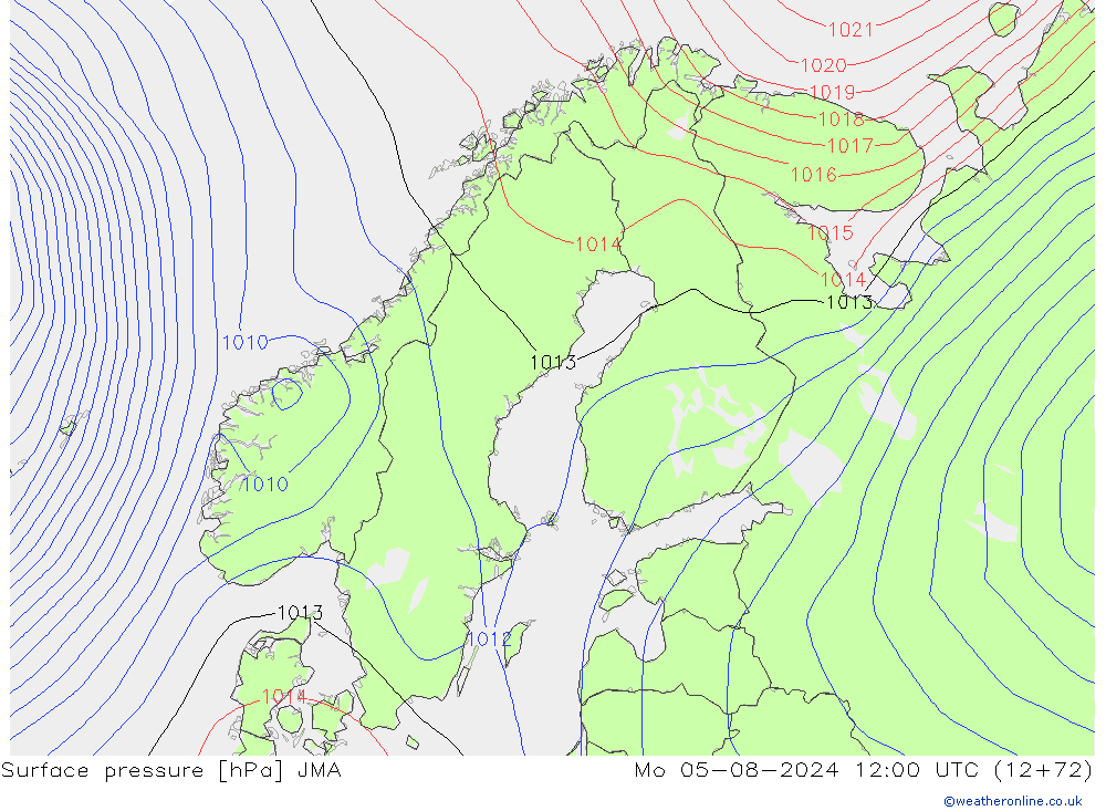 Luchtdruk (Grond) JMA ma 05.08.2024 12 UTC