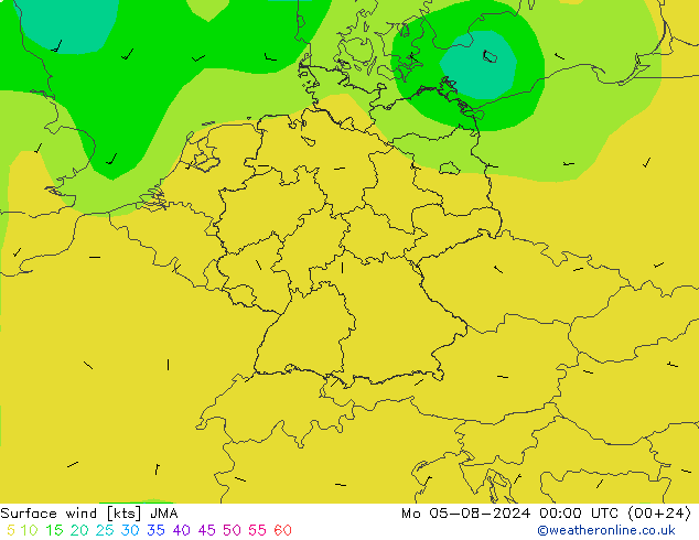 Wind 10 m JMA ma 05.08.2024 00 UTC