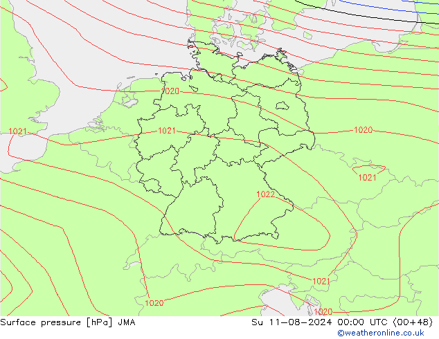 Luchtdruk (Grond) JMA zo 11.08.2024 00 UTC