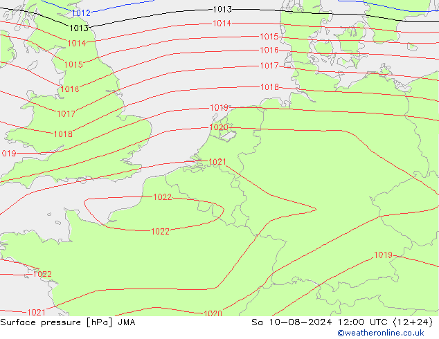 地面气压 JMA 星期六 10.08.2024 12 UTC