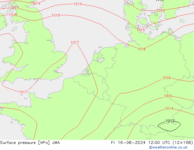 Luchtdruk (Grond) JMA vr 16.08.2024 12 UTC