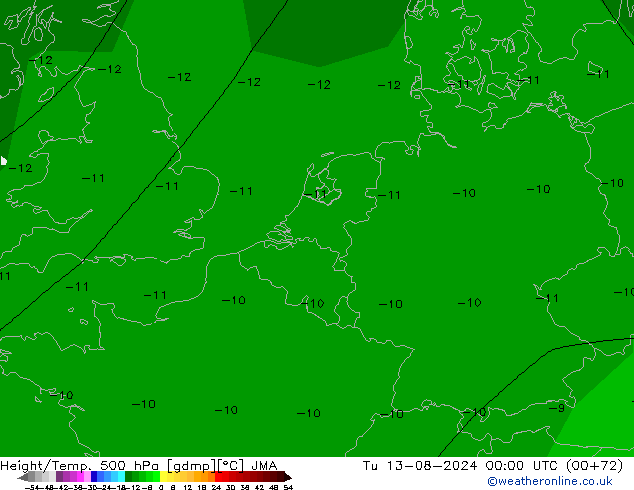 Height/Temp. 500 hPa JMA 星期二 13.08.2024 00 UTC