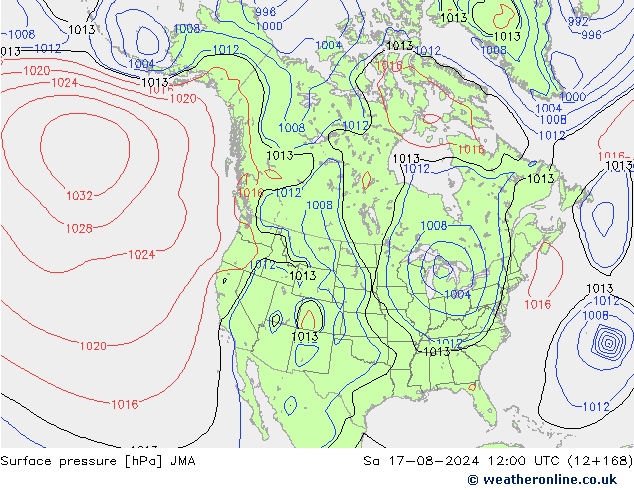 地面气压 JMA 星期六 17.08.2024 12 UTC