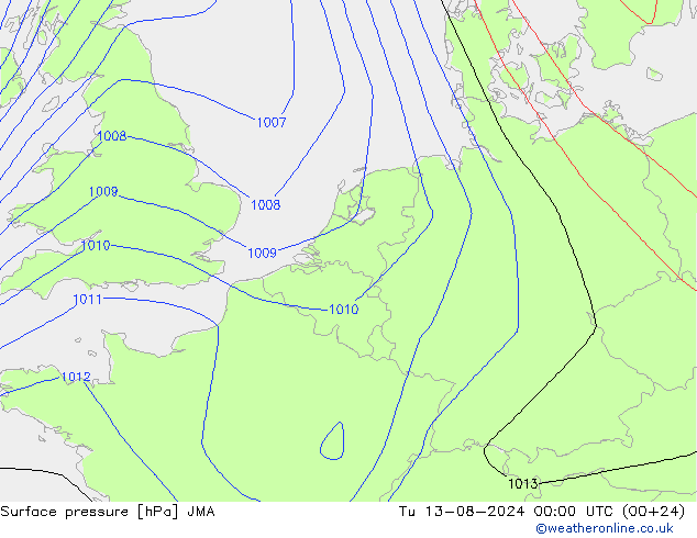 Luchtdruk (Grond) JMA di 13.08.2024 00 UTC