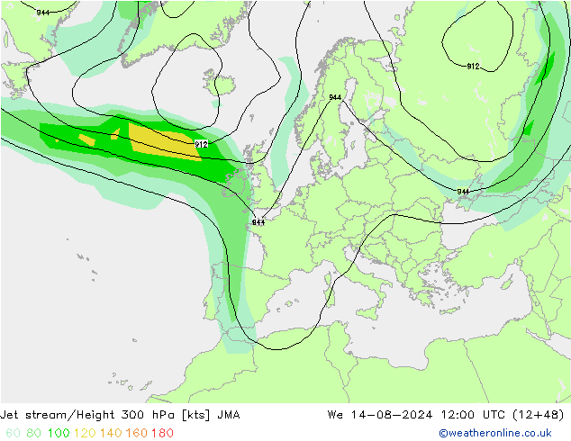 Straalstroom JMA wo 14.08.2024 12 UTC