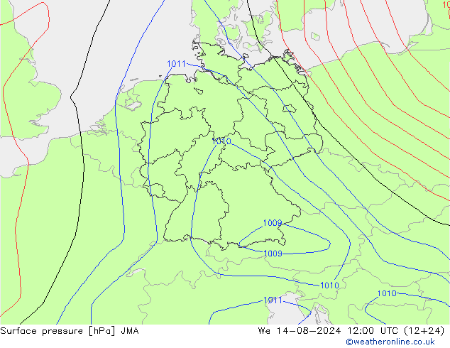 Luchtdruk (Grond) JMA wo 14.08.2024 12 UTC