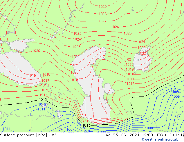 Luchtdruk (Grond) JMA wo 25.09.2024 12 UTC