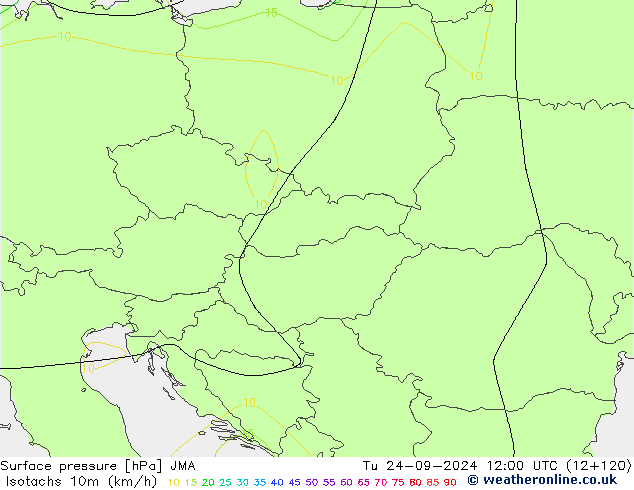 Isotachs (kph) JMA  24.09.2024 12 UTC
