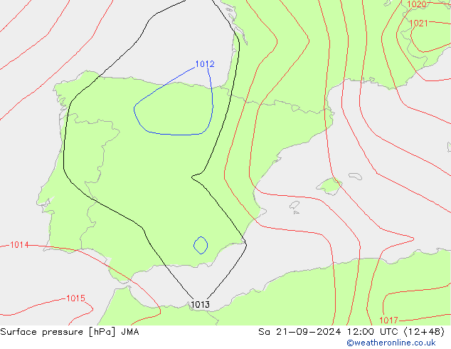 Surface pressure JMA Sa 21.09.2024 12 UTC