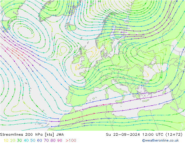 Rüzgar 200 hPa JMA Paz 22.09.2024 12 UTC